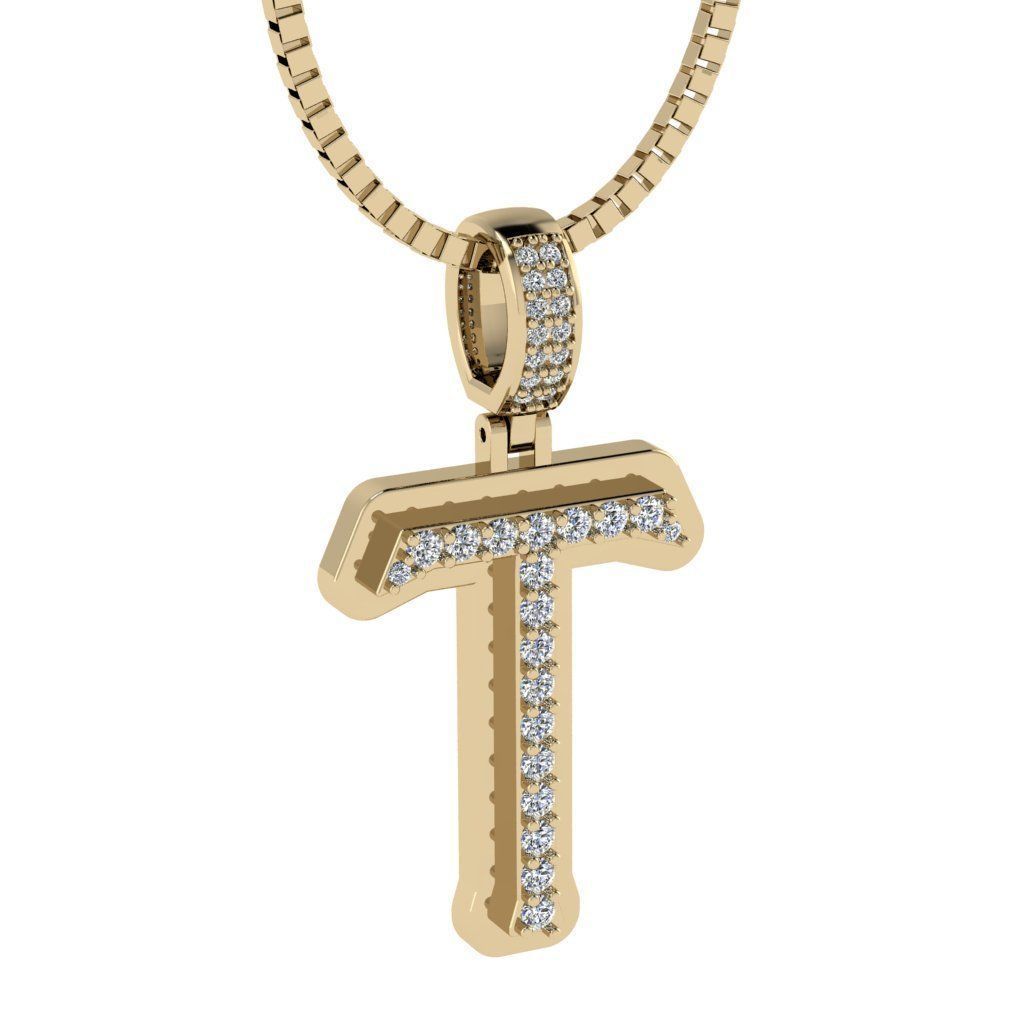 Alphabet Diamond pendant T 3D print model_8
