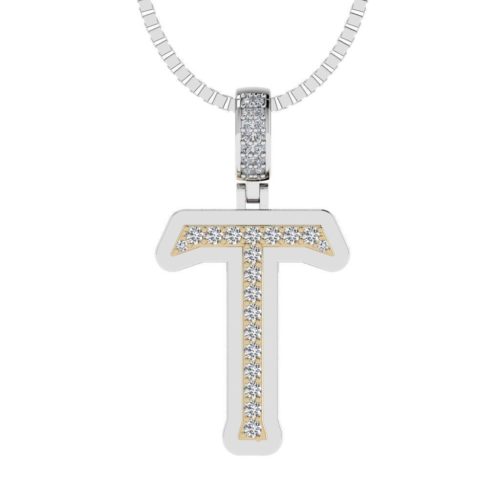 Alphabet Diamond pendant T 3D print model_16