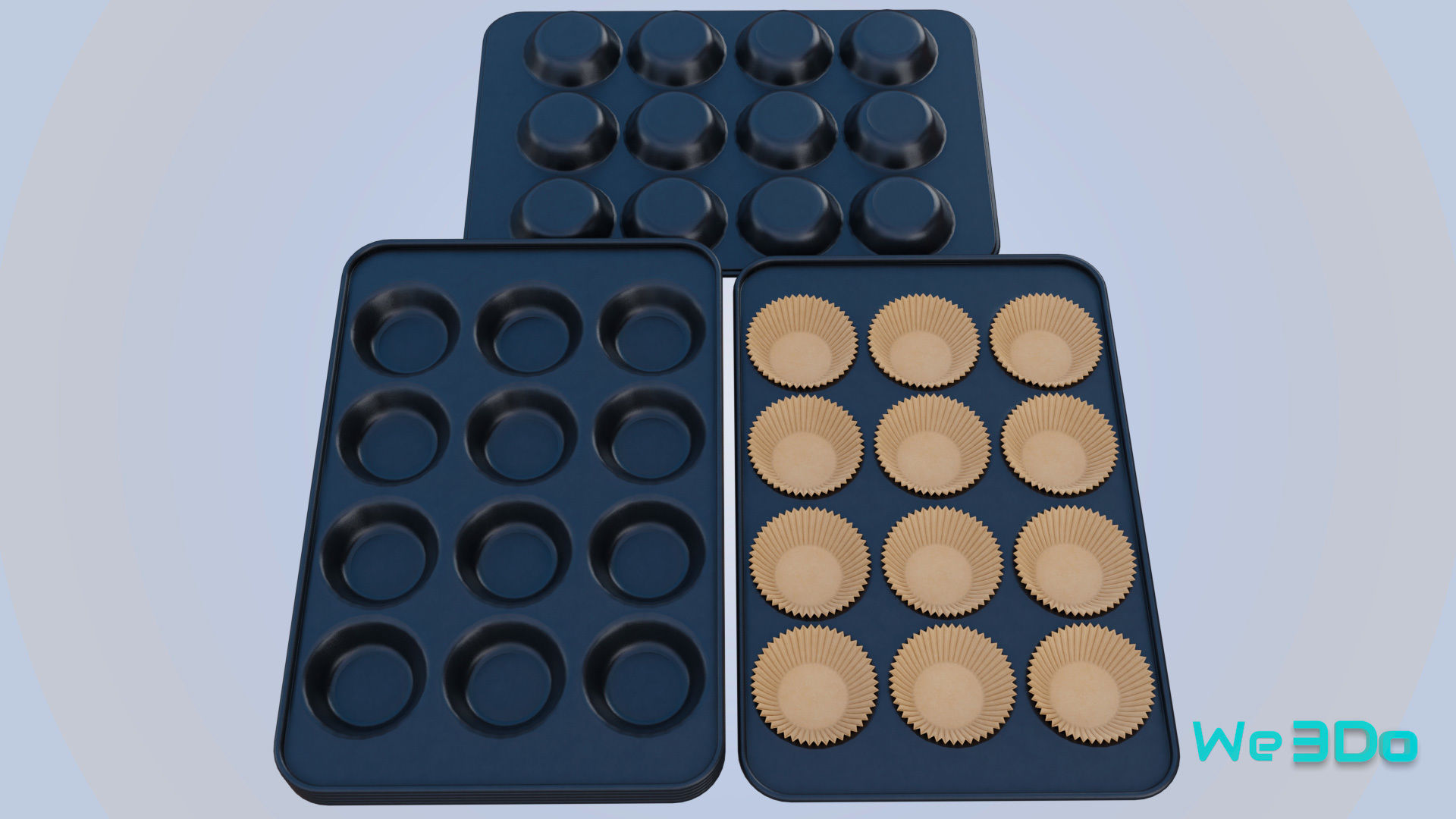 Nonstick 12-cup Muffin and Cupcake Pans Low-poly 3D model_7