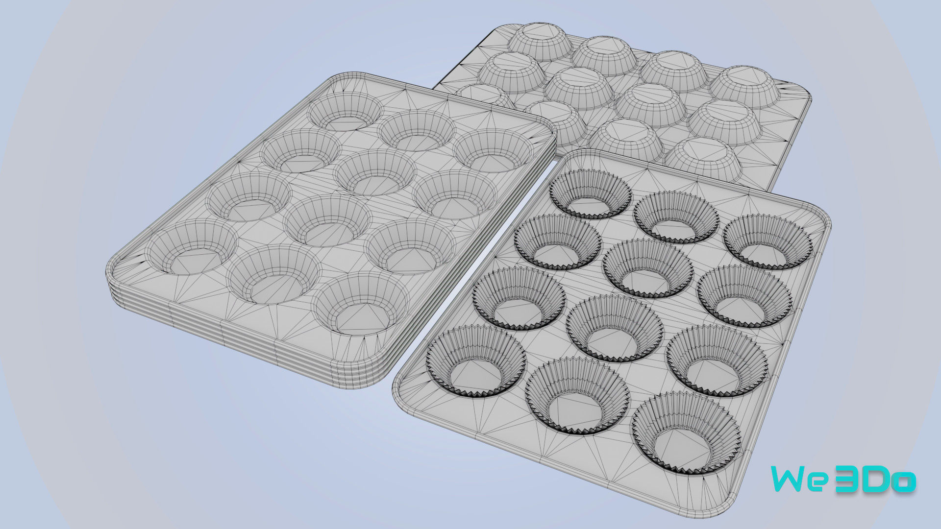 Nonstick 12-cup Muffin and Cupcake Pans Low-poly 3D model_30
