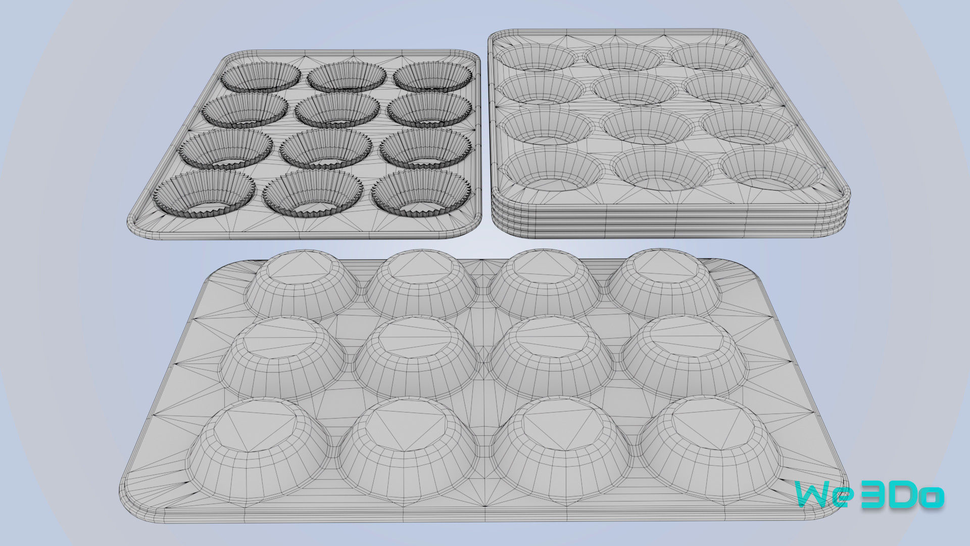Nonstick 12-cup Muffin and Cupcake Pans Low-poly 3D model_27
