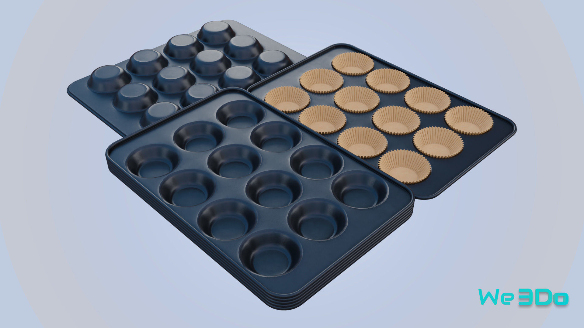 Nonstick 12-cup Muffin and Cupcake Pans Low-poly 3D model_8
