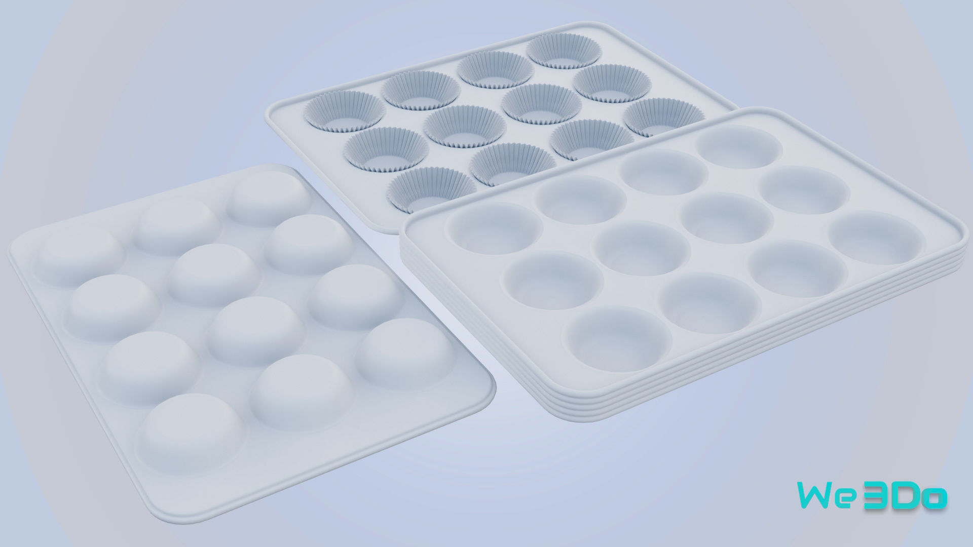 Nonstick 12-cup Muffin and Cupcake Pans Low-poly 3D model_13