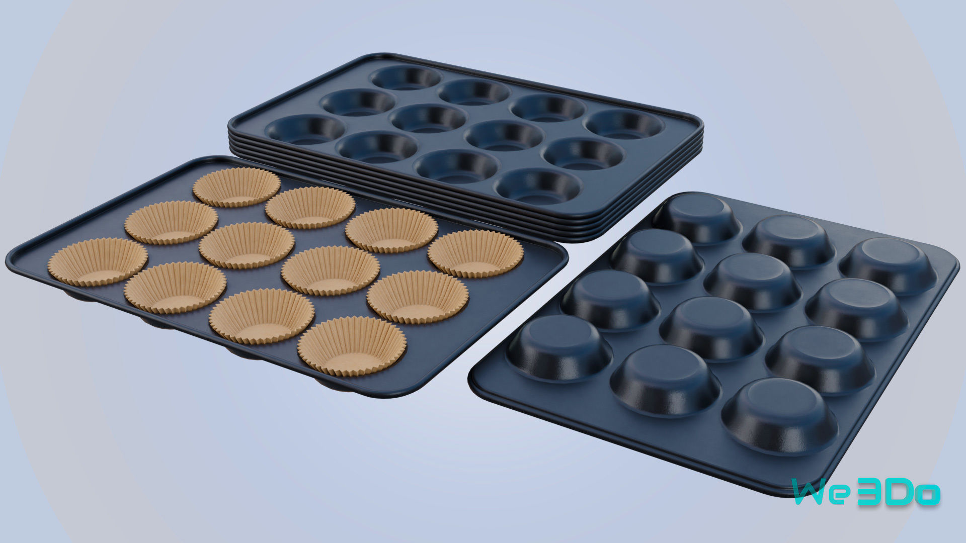 Nonstick 12-cup Muffin and Cupcake Pans Low-poly 3D model_2