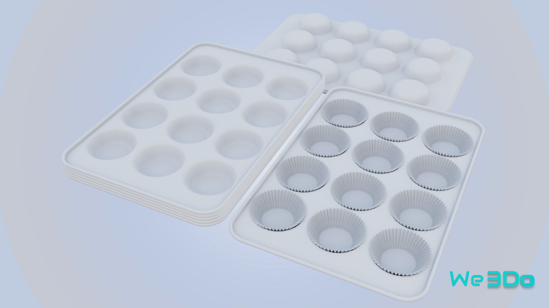 Nonstick 12-cup Muffin and Cupcake Pans Low-poly 3D model_14