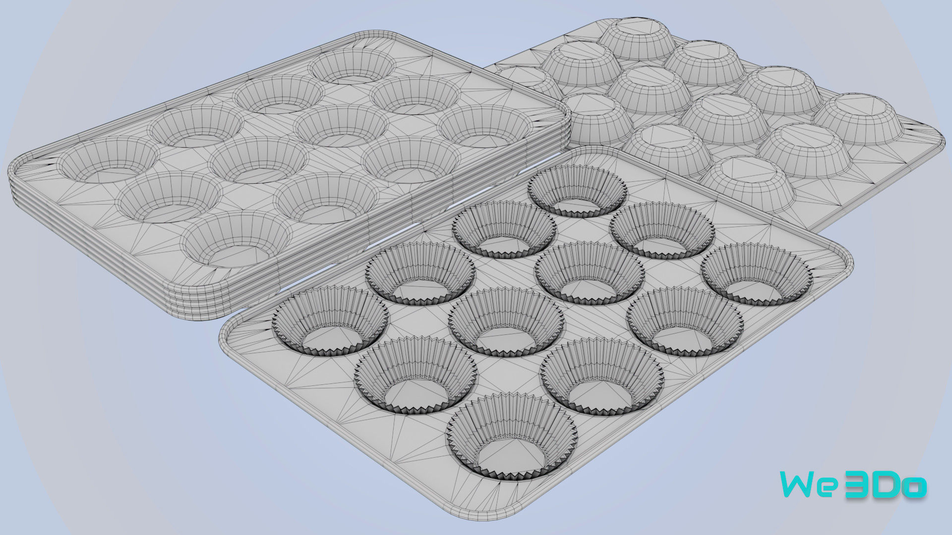 Nonstick 12-cup Muffin and Cupcake Pans Low-poly 3D model_25