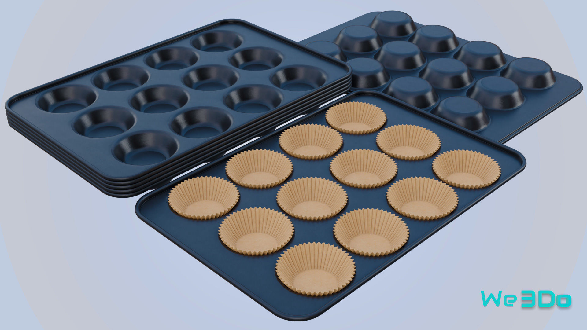 Nonstick 12-cup Muffin and Cupcake Pans Low-poly 3D model_1