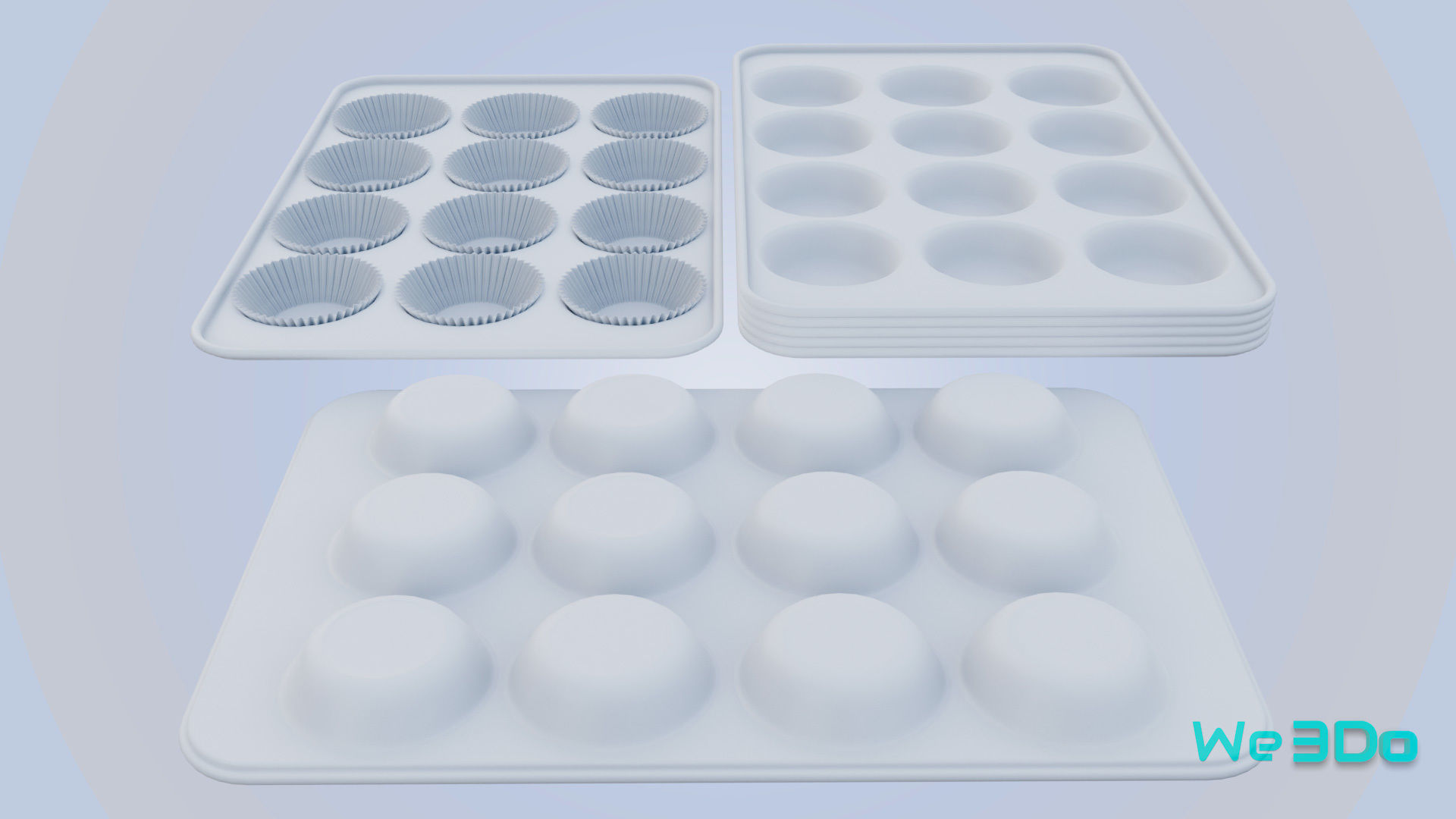 Nonstick 12-cup Muffin and Cupcake Pans Low-poly 3D model_11