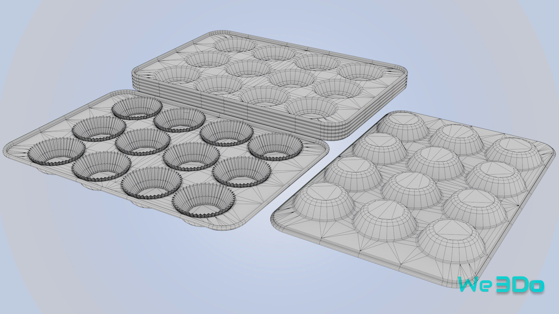 Nonstick 12-cup Muffin and Cupcake Pans Low-poly 3D model_26