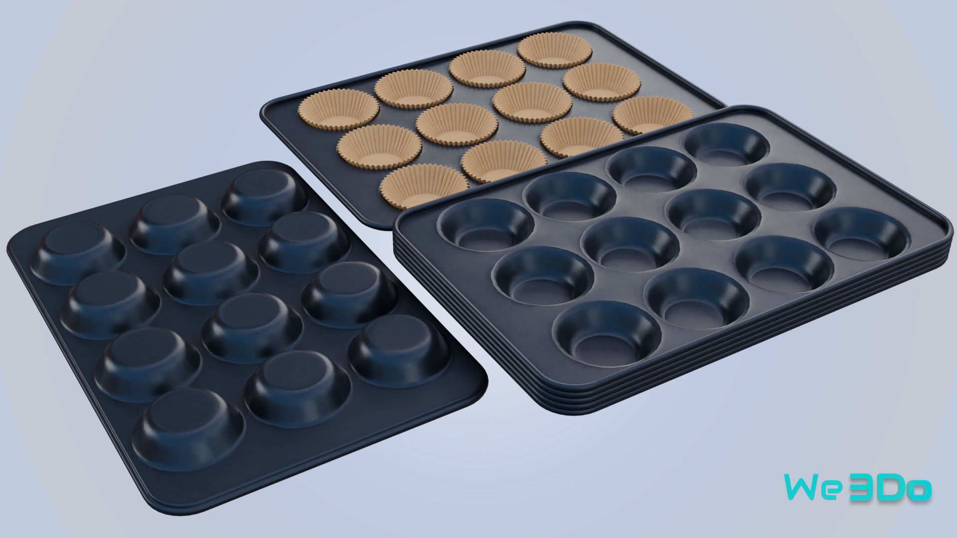 Nonstick 12-cup Muffin and Cupcake Pans Low-poly 3D model_5