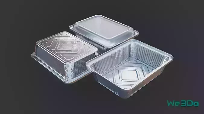 Aluminum Food Containers with Lids Low-poly 3D model