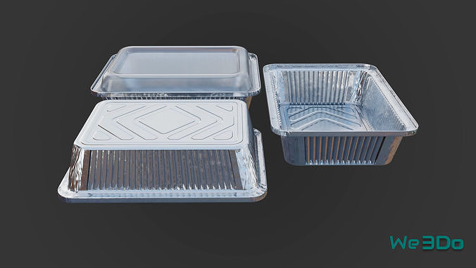 Aluminum Food Containers with Lids Low-poly 3D model 4