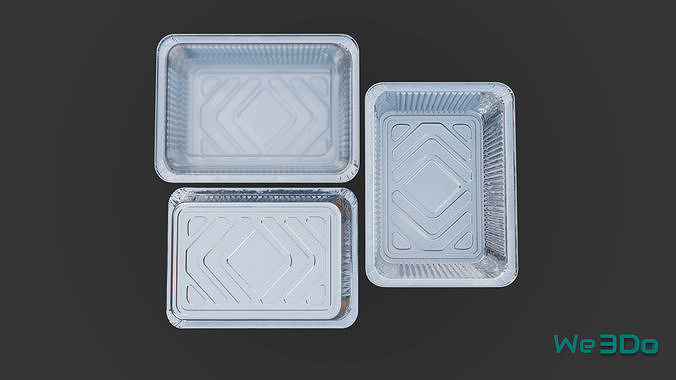 Aluminum Food Containers with Lids Low-poly 3D model 5