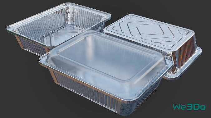 Aluminum Food Containers with Lids Low-poly 3D model 2