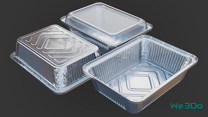 Aluminum Food Containers with Lids Low-poly 3D model 6