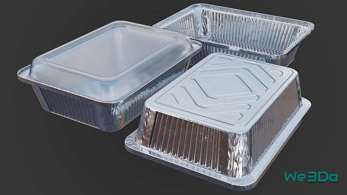 Aluminum Food Containers with Lids Low-poly 3D model 3