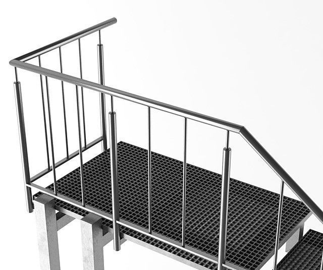Metal Outdoor Stair Free 3D model_3