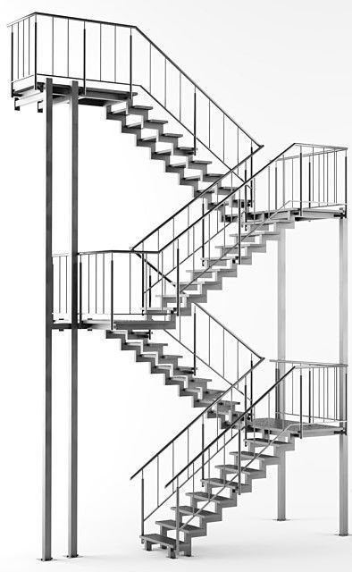Metal Outdoor Stair Free 3D model_5