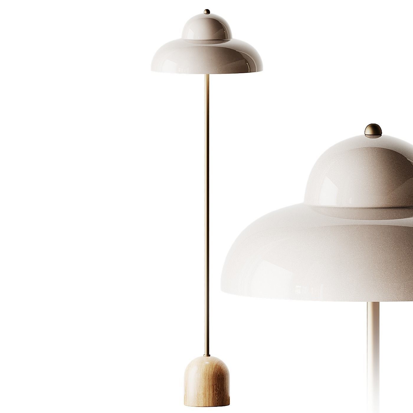 Eloise Pink Wood and Metal Floor Lamp 3D model_1