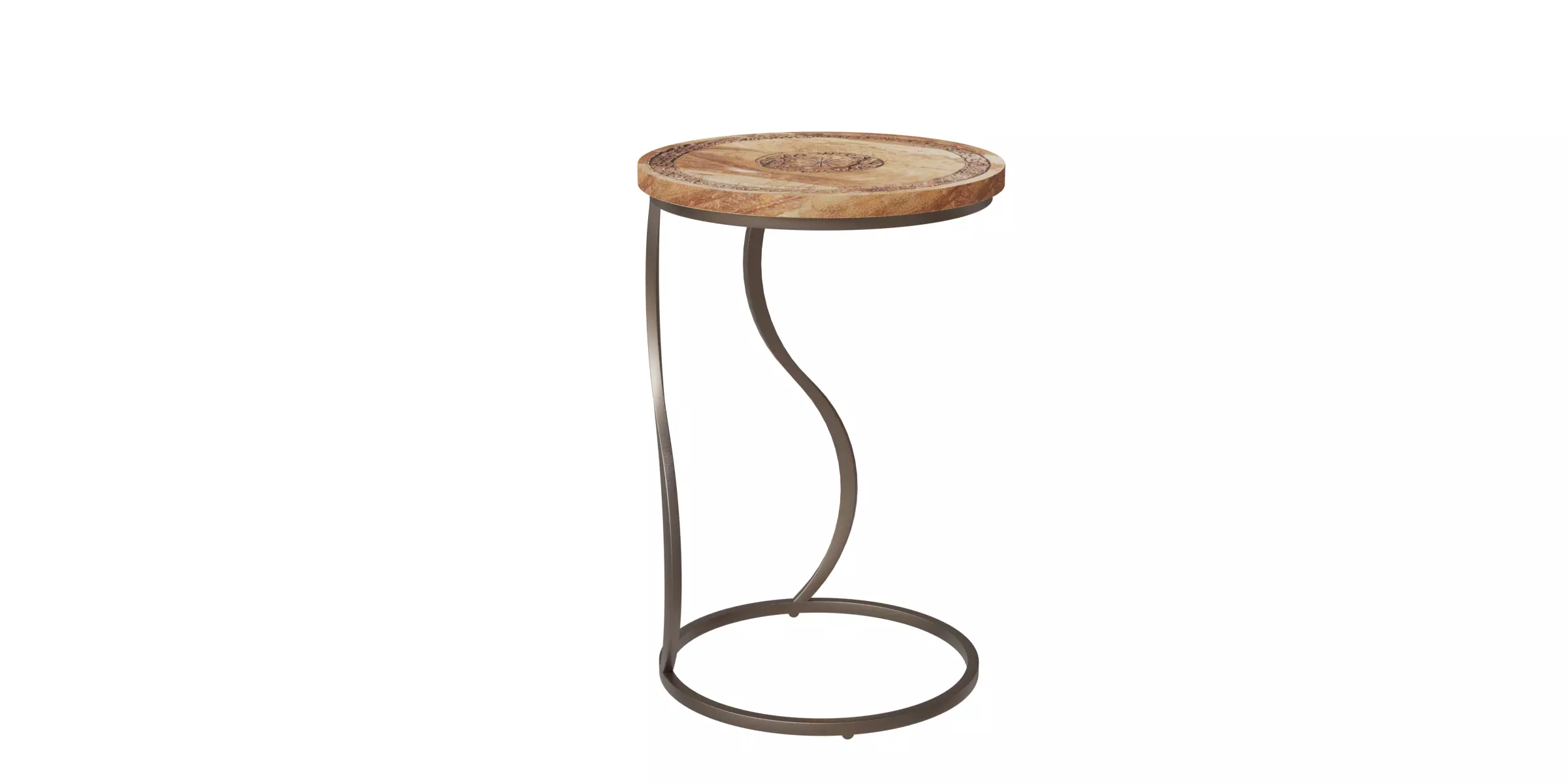 Hand-Carved Round C-Table 3D model