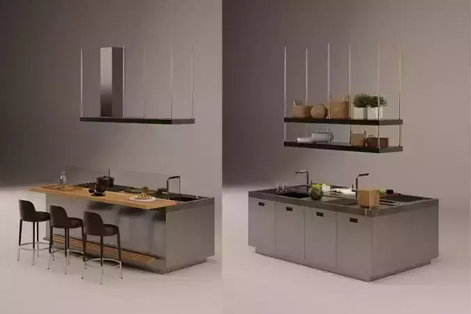 Arclinea - Italia - 2 x Kitchen Island 3D model