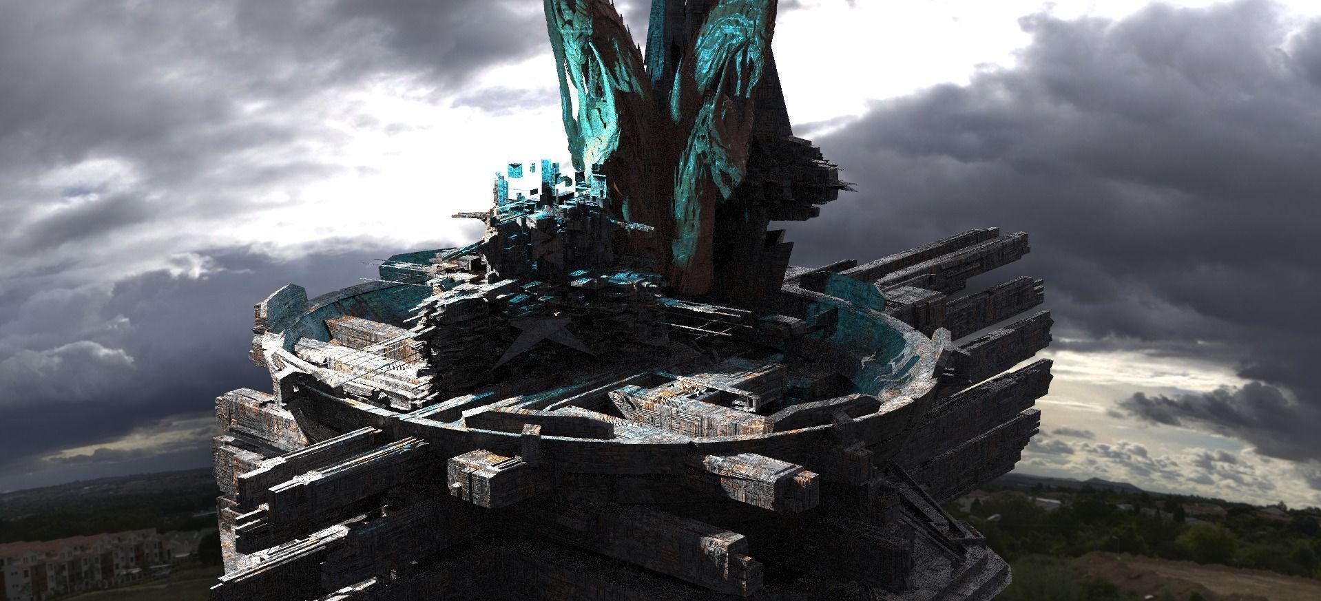 Sci fi City Satalite Science facility 3D model_1