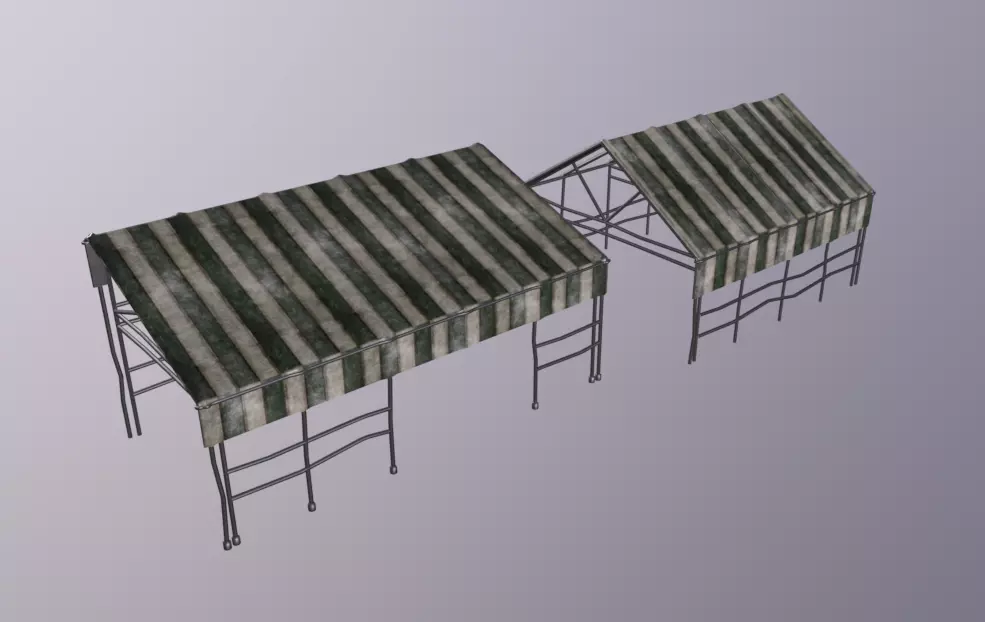 Awning Tent Low-poly 3D model_0