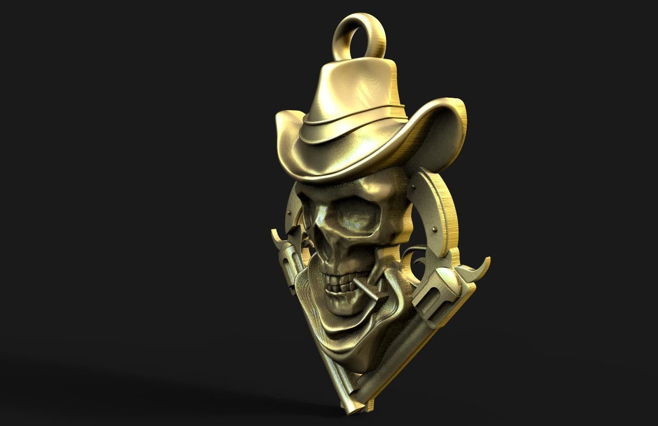 wild west skull  3D print model_1