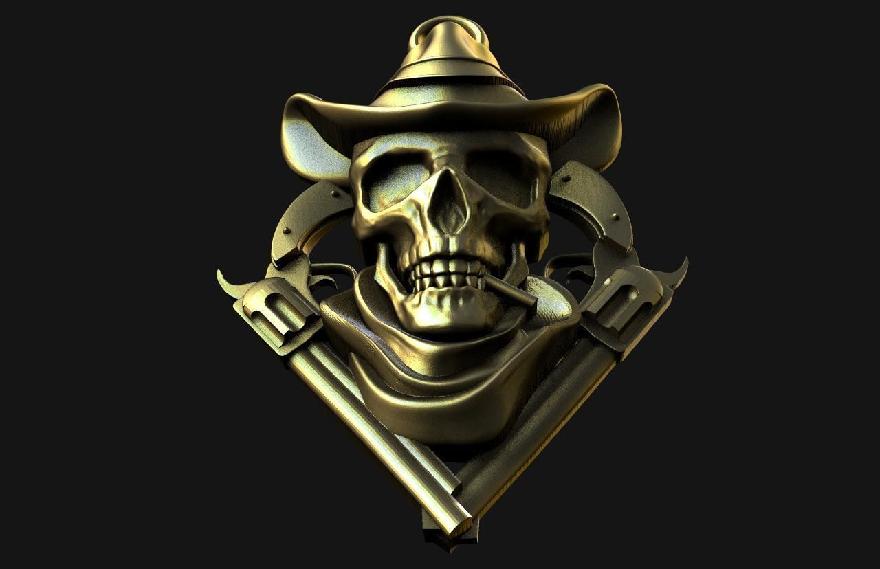 wild west skull  3D print model_3