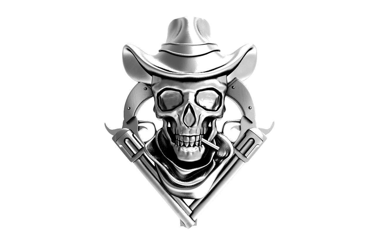 wild west skull  3D print model_4
