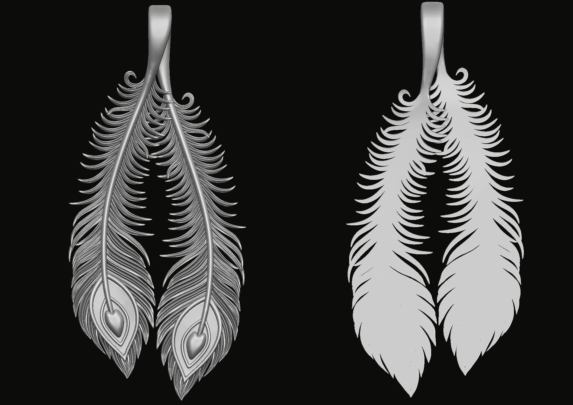 Phoenix feathers Pendant 3D print model_1