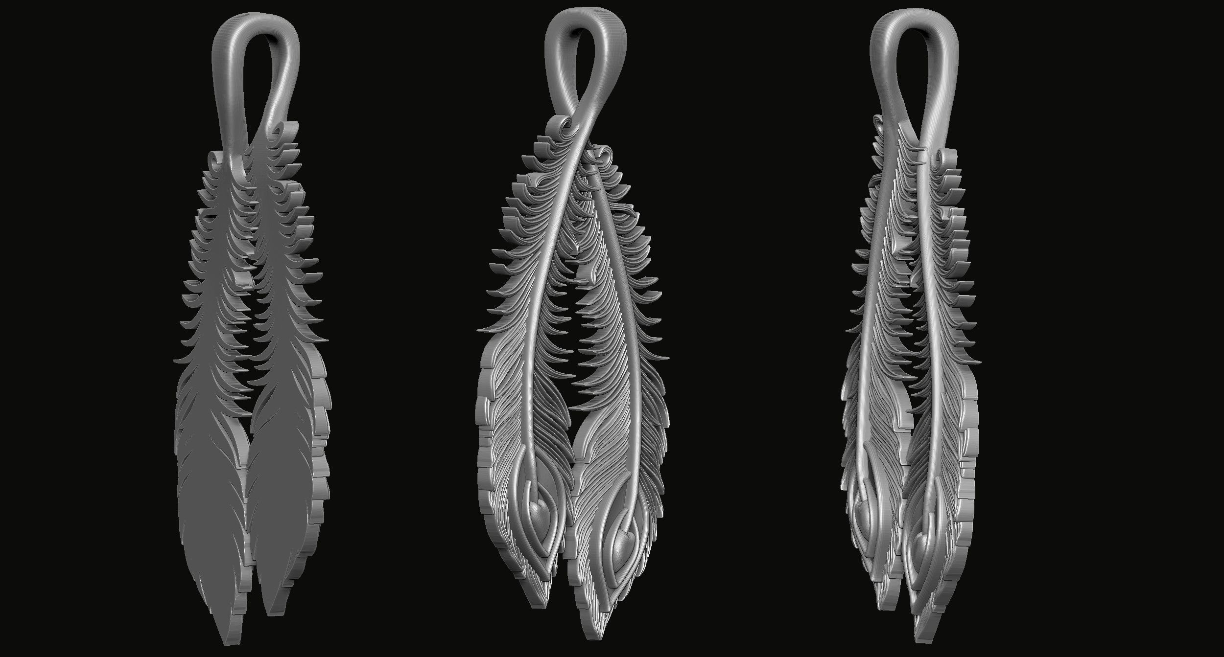 Phoenix feathers Pendant 3D print model_5