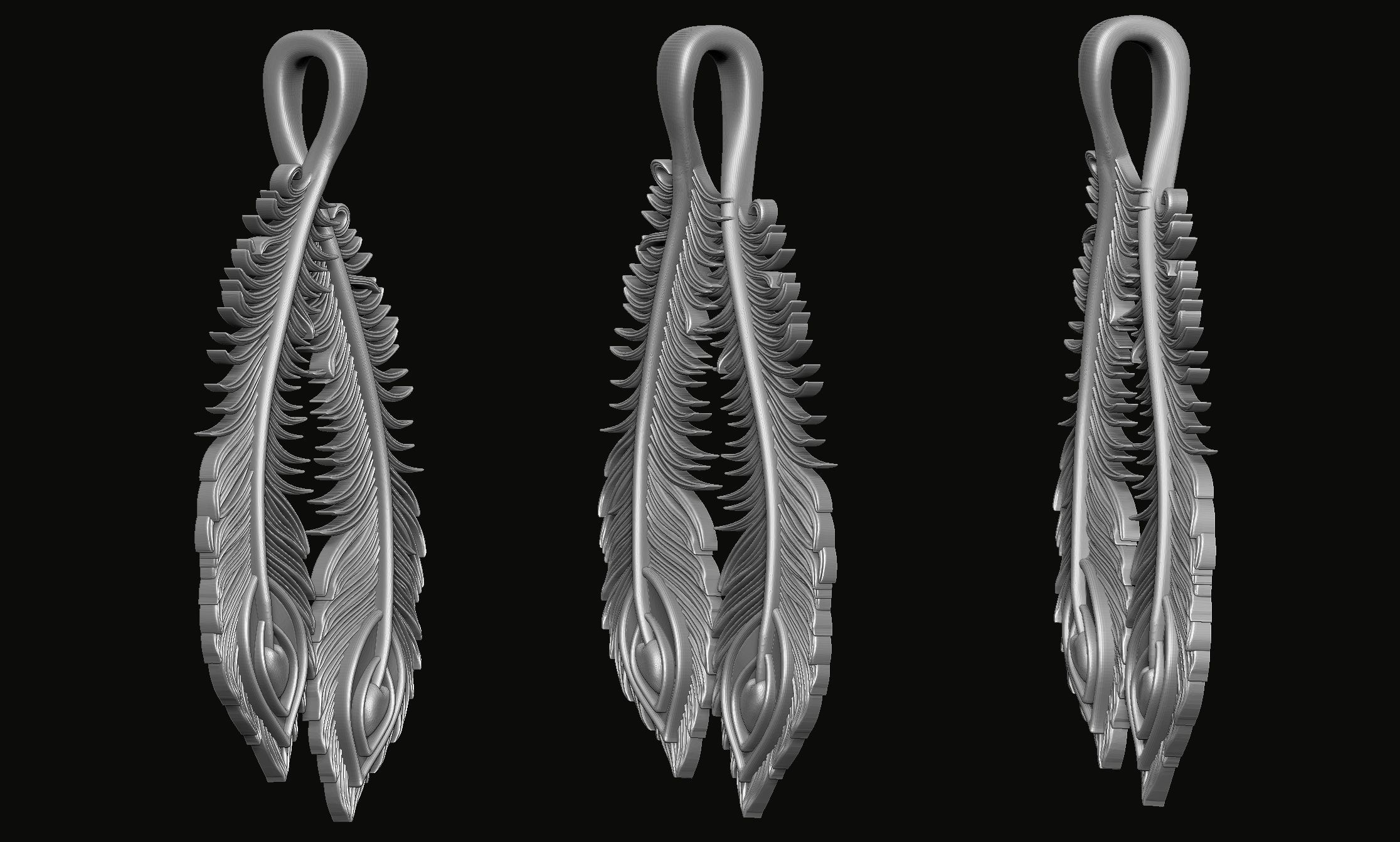 Phoenix feathers Pendant 3D print model_3