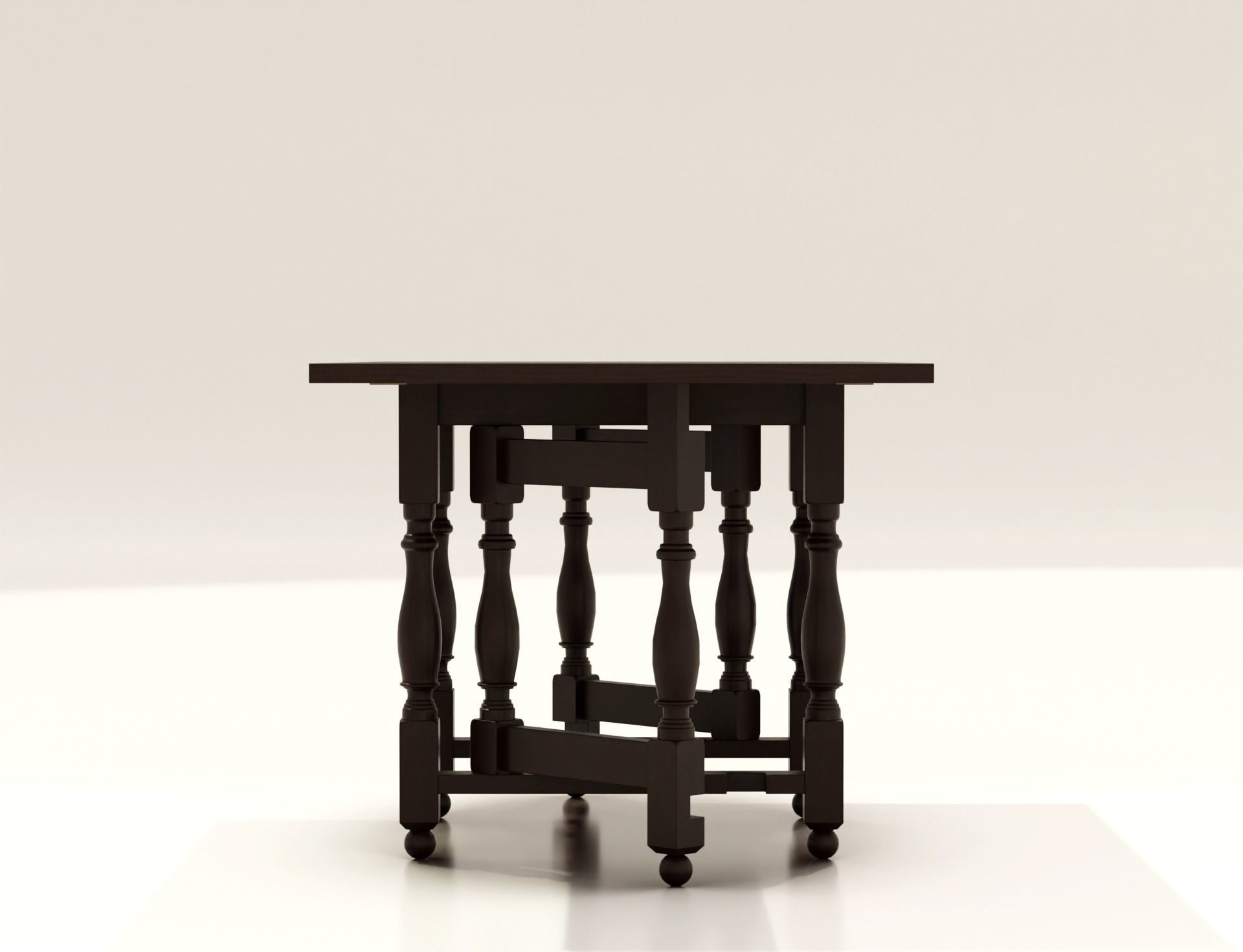 Japanese Traditional Wooden Folding Table 3D model_3