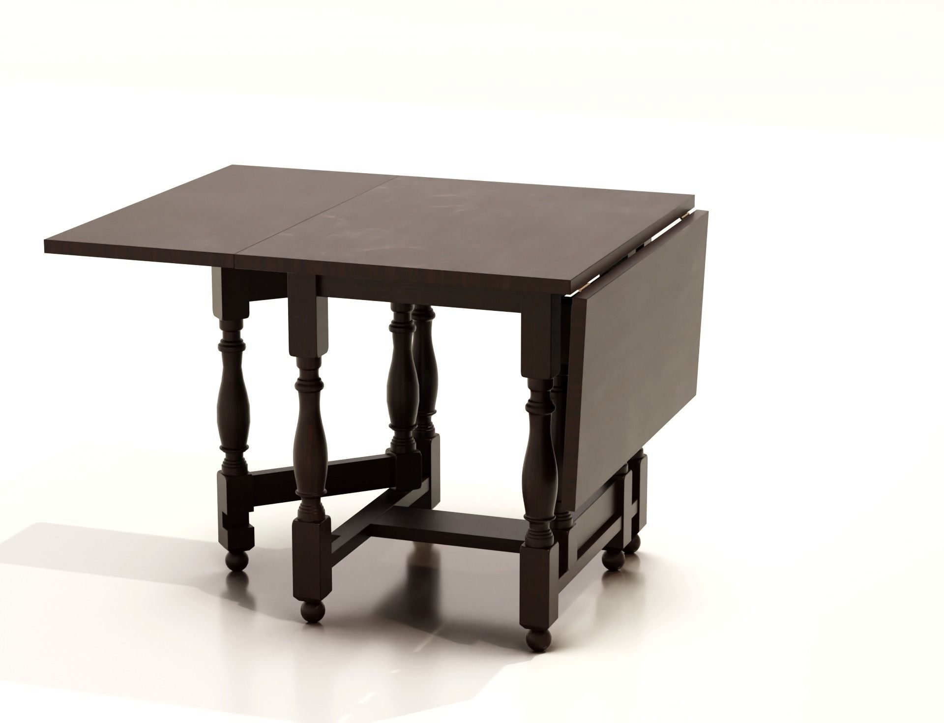 Japanese Traditional Wooden Folding Table 3D model_10
