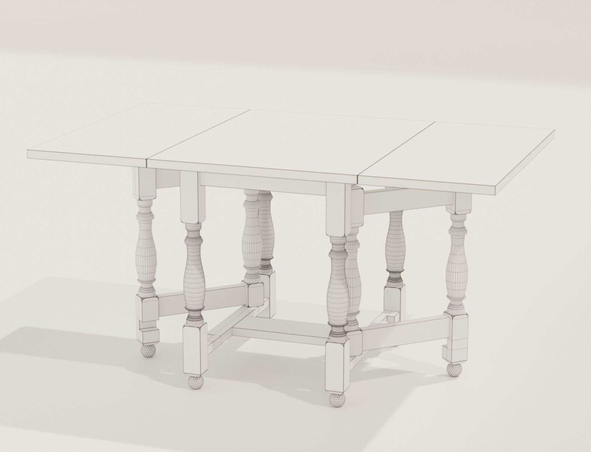 Japanese Traditional Wooden Folding Table 3D model_1