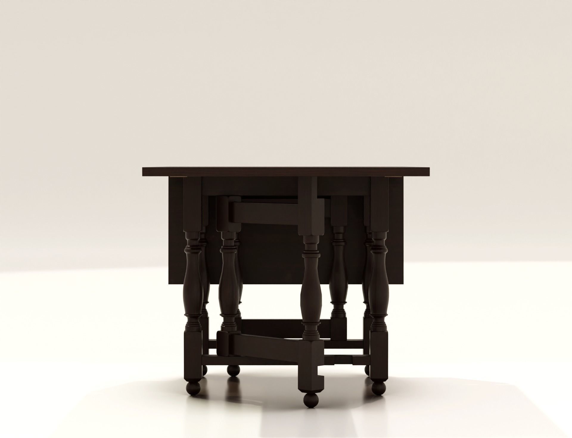 Japanese Traditional Wooden Folding Table 3D model_12
