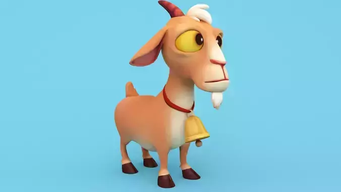 Goat Cartoon Low Poly
