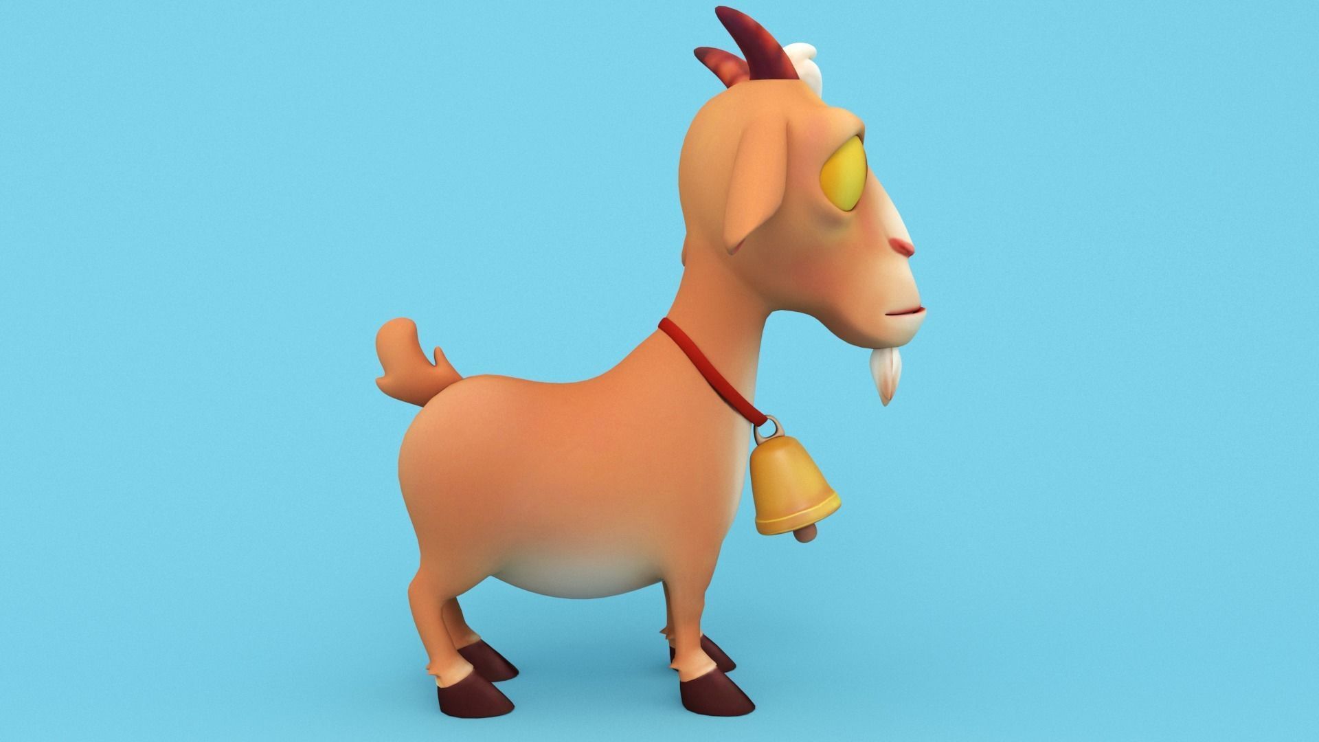 Goat Cartoon Low Poly Low-poly 3D model_2