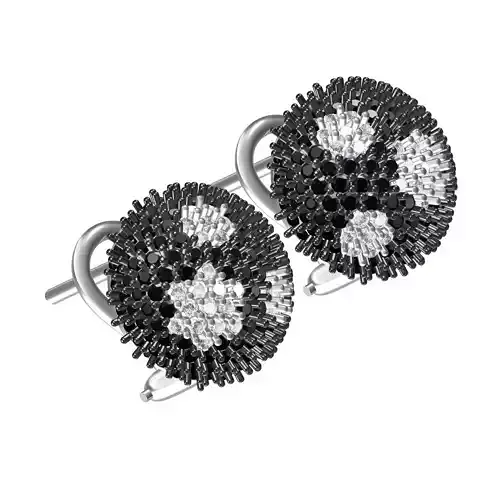 Black and White Diamond Omega Earring