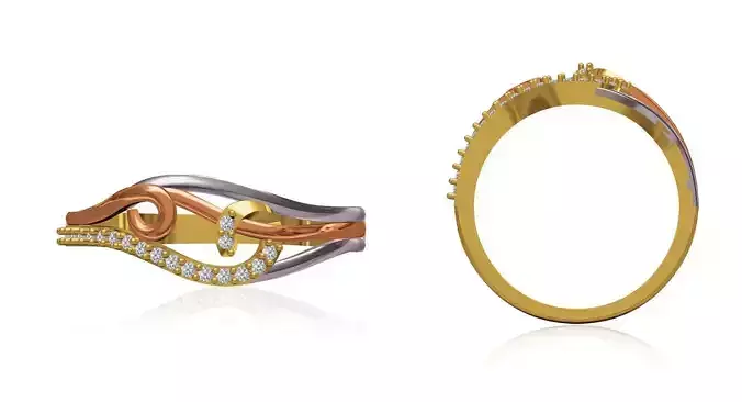 Women Wedding Engagement Ring STL OBJ FBX JCD Details