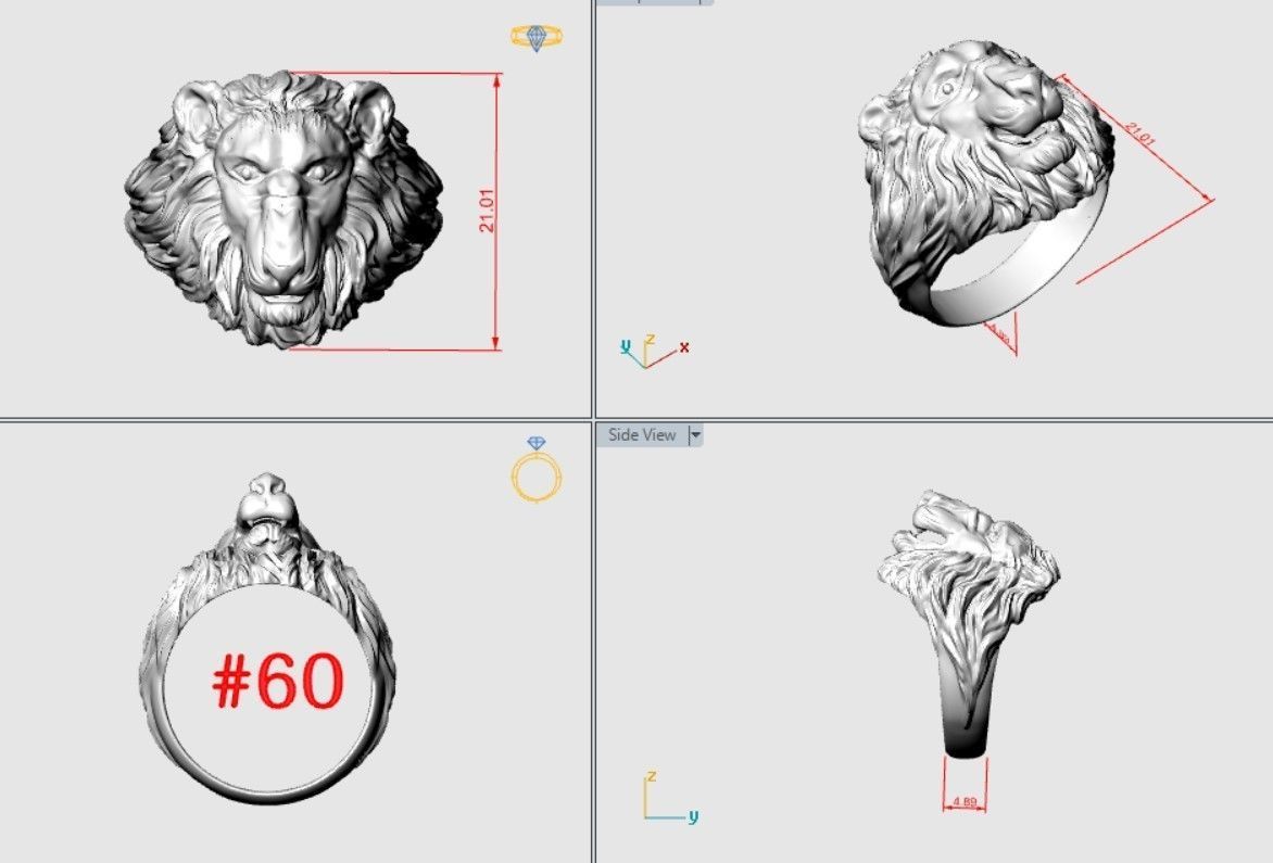 Lion ring2 3D print model_4
