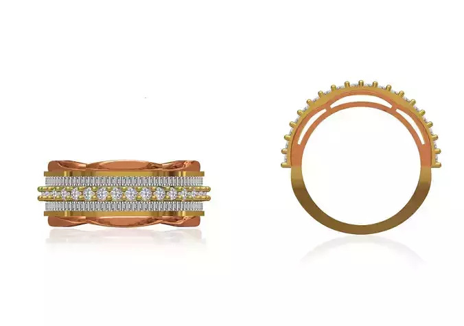 Women Wedding Engagement Ring STL OBJ FBX JCD Details