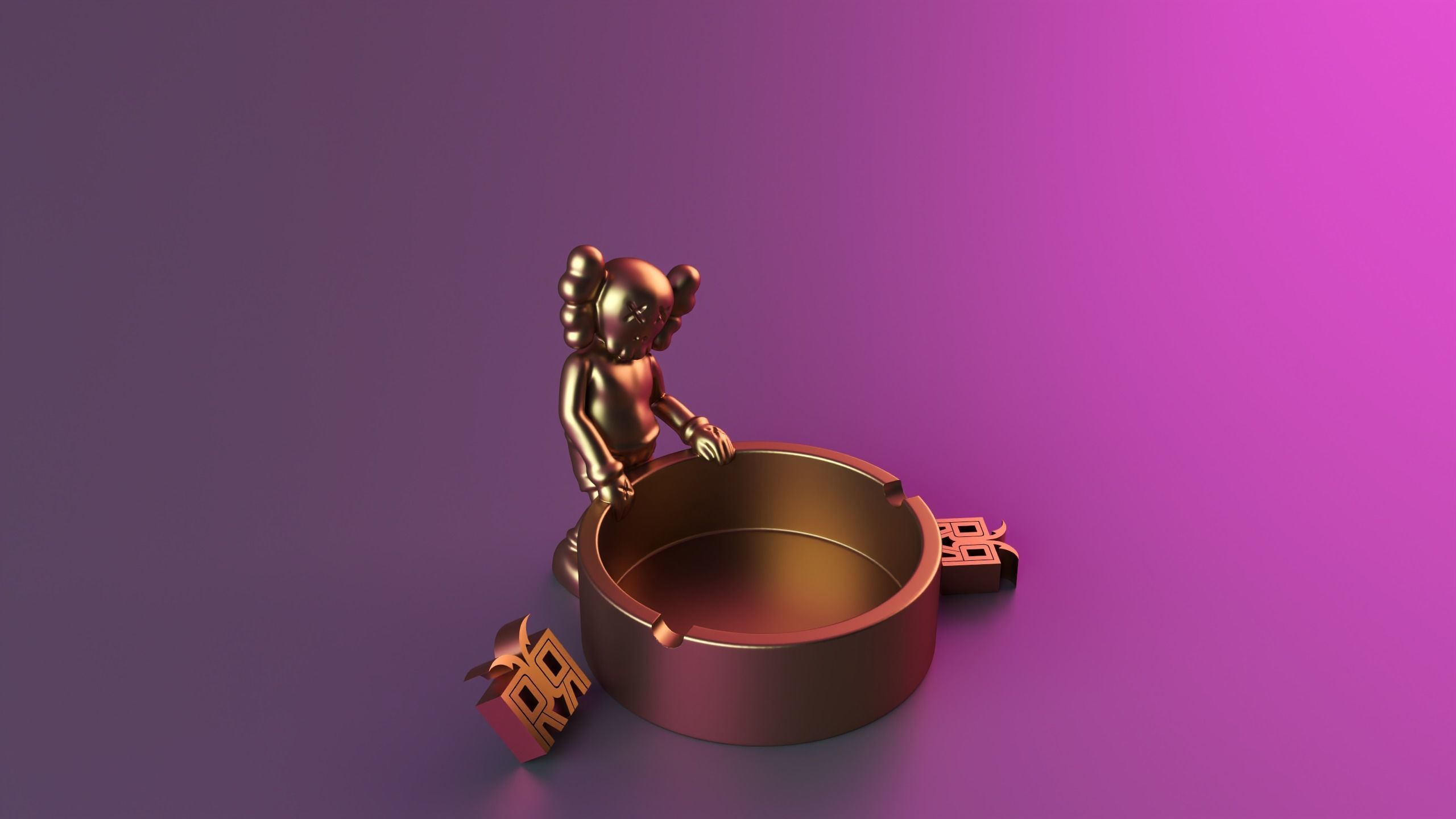 kaws Ashtrays 3D print model_8