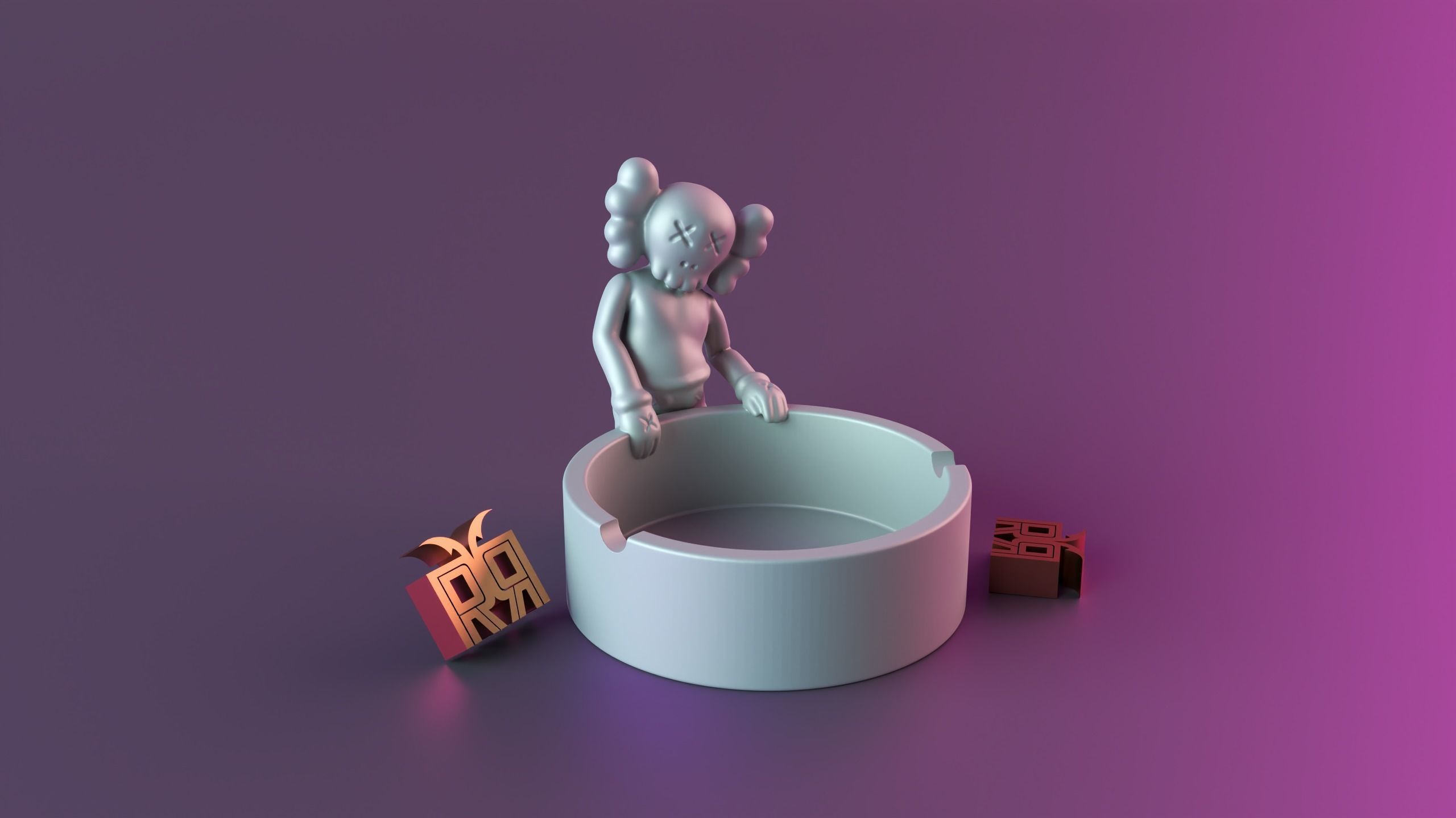 kaws Ashtrays 3D print model_1