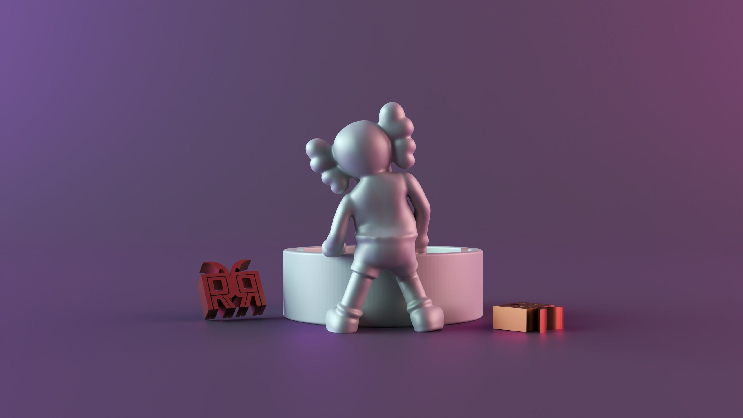 kaws Ashtrays 3D print model_3