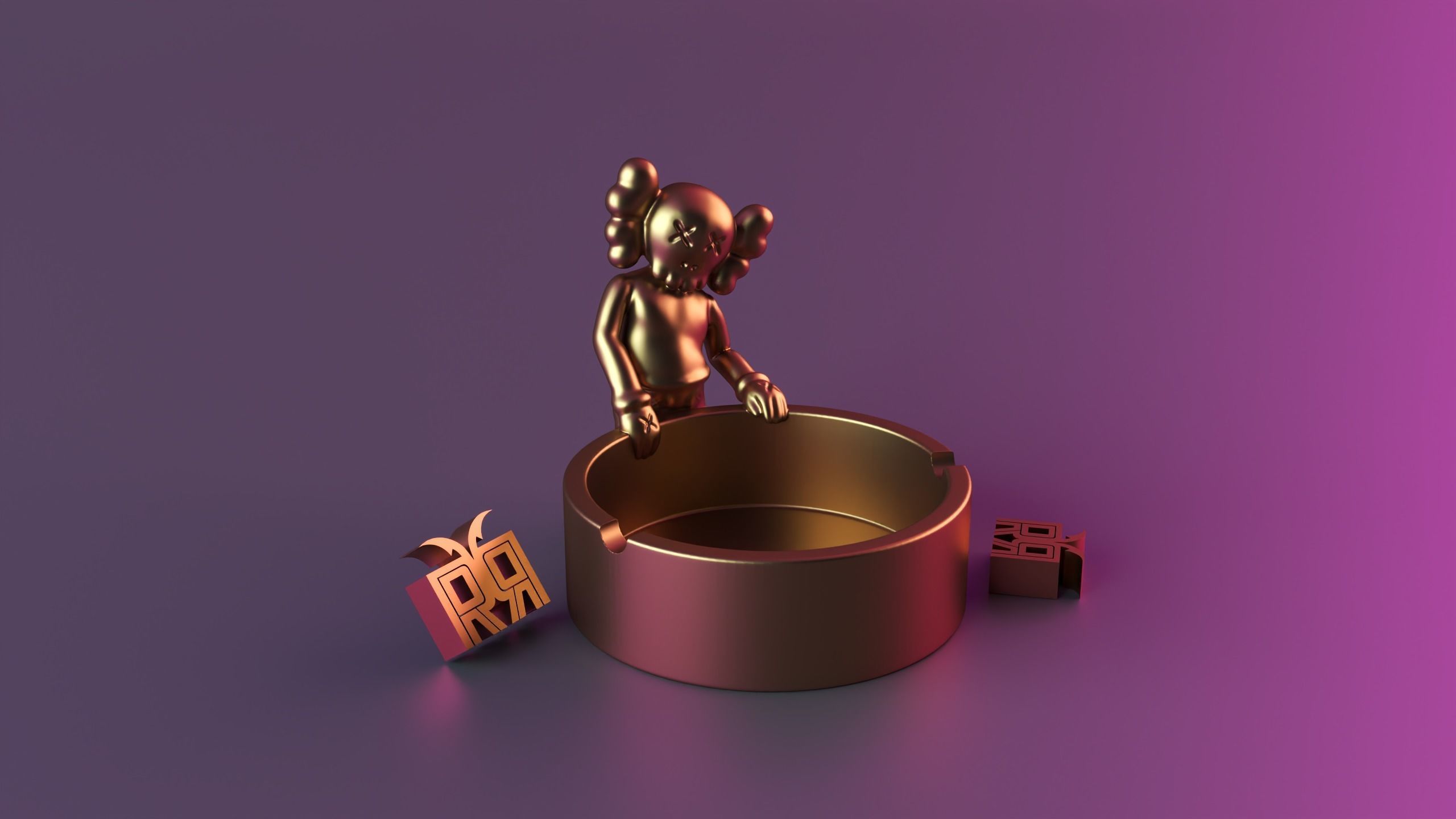 kaws Ashtrays 3D print model_2