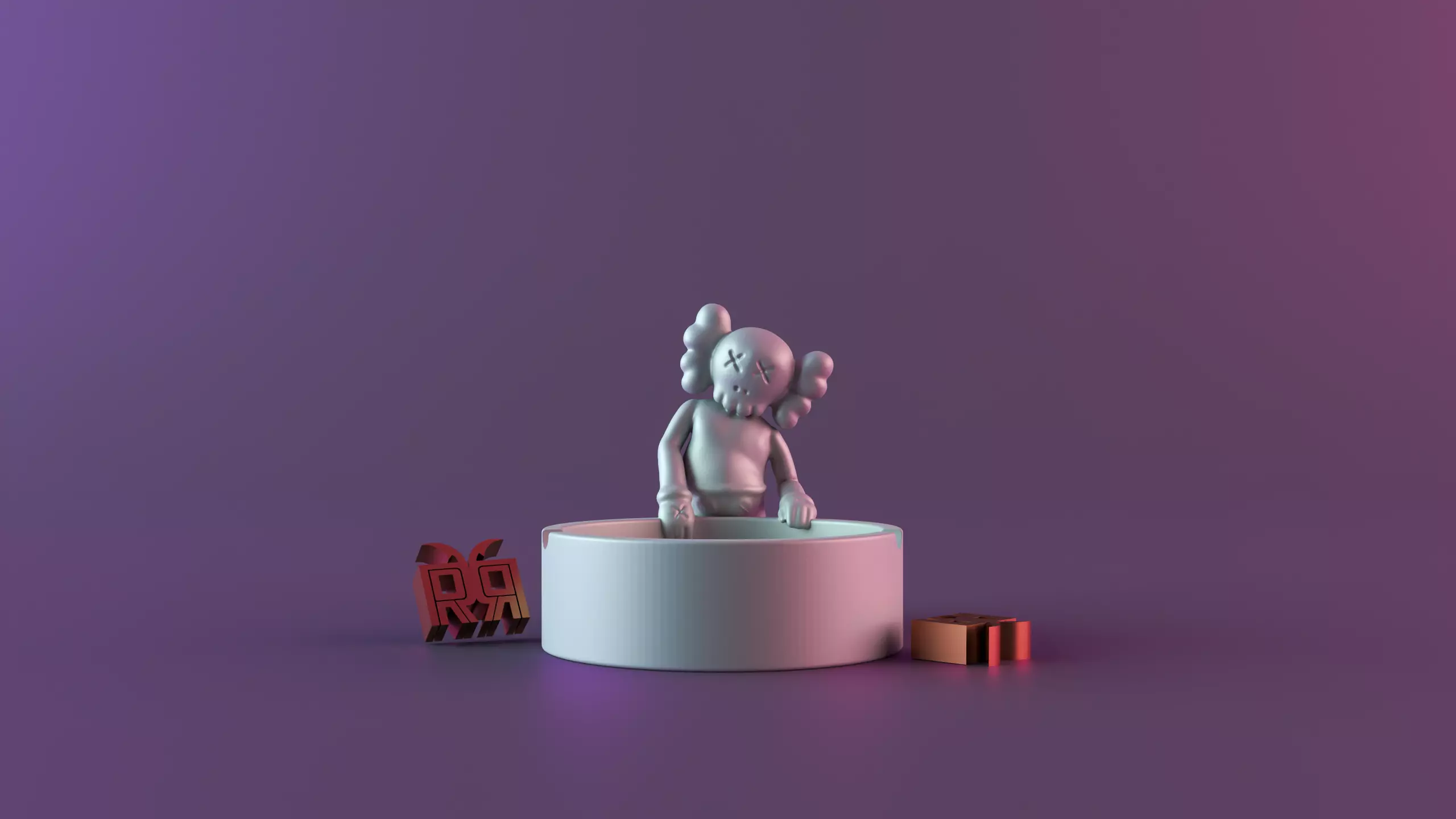 kaws Ashtrays 3D print model_0