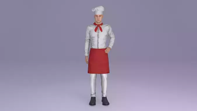 Restaurant Chef Rigged 3D model Low-poly 3D model