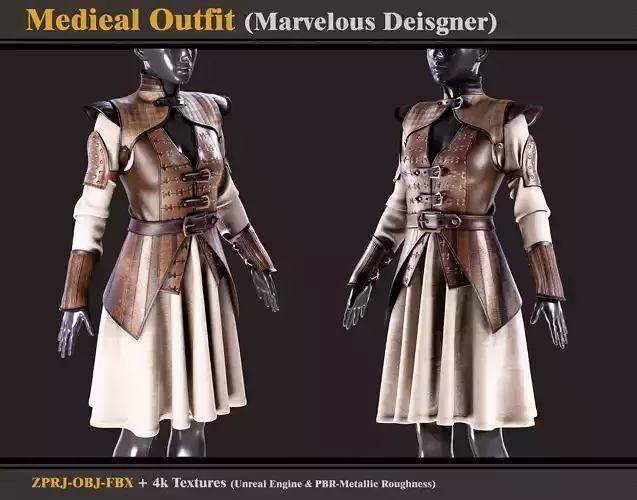 Medieval outfit- Marvelous Designer and 4K Textures  3D model
